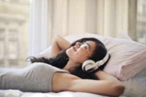 enjoying music in bed