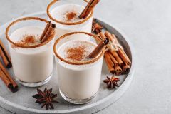 healthy and spiked eggnog for holiday drinking
