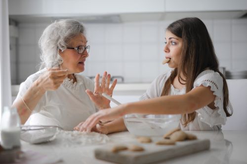 baking holiday sweets with grandma