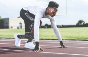 man on track about to run