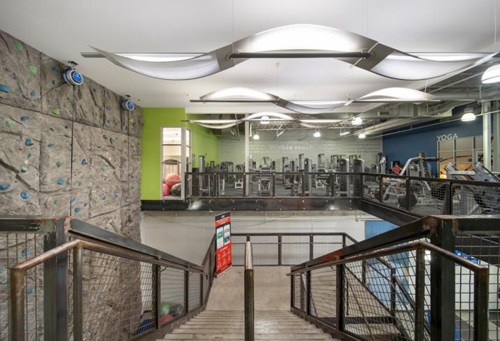 Midtown Tulsa front gym entrance and rock wall
